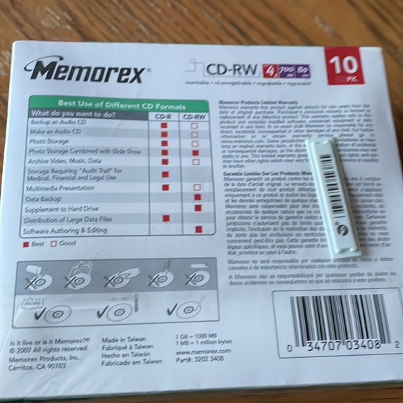 Memorex CD-RW 10 Pack - Picture 2 of 2